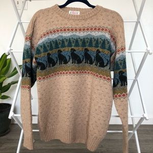 Vintage Dog Print Wool Sweater